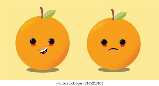 isolated orange fruit with expression, high detailed artwork, and easy to use 