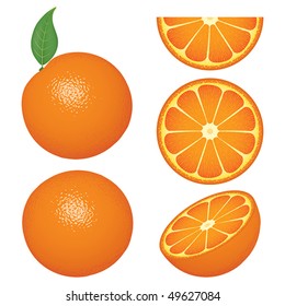 Isolated orange fruits and slices