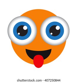 Isolated orange funny emoticon. 