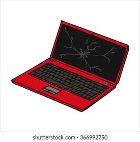 Isolated orange laptop, screen, cartoon vector