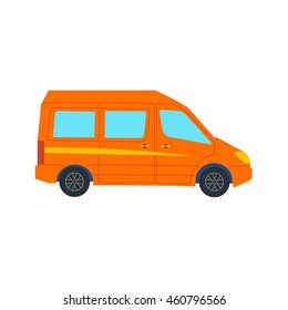 Isolated orange minibus vector illustration flat design style, Travel small bus icon