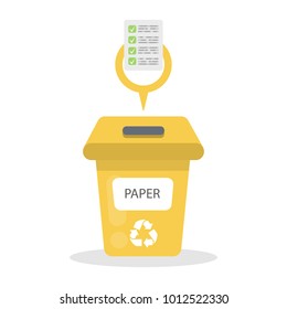 Isolated orange paper garbage container on white.