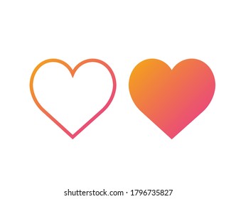 Icono de línea delgada de corazón dulce de color naranja a rosa aislado