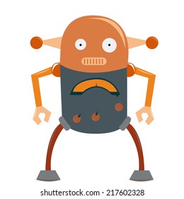 an isolated orange robot on a white background
