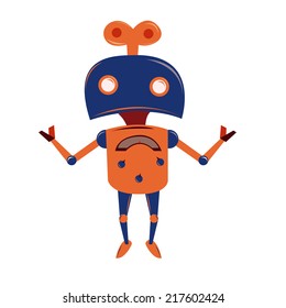 an isolated orange robot on a white background