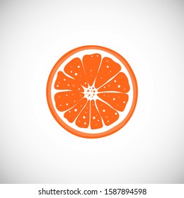 Isolated orange slice. Simple cute Christmas fruit silhouette in scandinavian style. Icon element for ad, logo, background. Vector Illustration