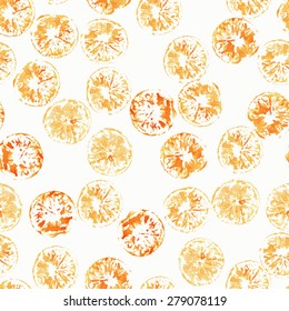 Isolated orange stamps, seamless background, drawing watercolor. Vector illustration.