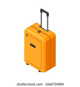Icono de una maleta naranja aislada en un fondo blanco. Ilustración isométrica vectorial.