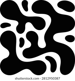Isolated organic black and white fluid shape design with abstract, isolated