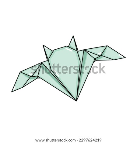 Isolated origami bat Abstract paper animal Vector illustration