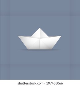 isolated origami boat, Vector graphic
