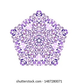 Isolated ornament pentagon shape - ornamental colorful abstract geometric pentagonal geometrical vector design element from gravel stones