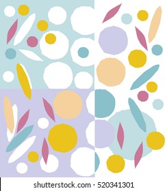 Isolated ornamental card with abstract flowers. Cute print in scandinavian style.The image is made in the style of hand-made, bright, simple, patchwork. Abstract background. Ornamental, traditional.