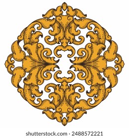 Isolated ornamental design. Ornamental elements for your designs. Floral carving decoration for postcards, invitations, social media or wedding.