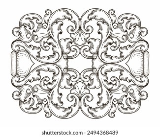 Diseño ornamental aislado. Elementos ornamentales para tus diseños. Colores blanco y negro. Decoración de talla floral para postales, invitaciones, redes sociales o bodas.