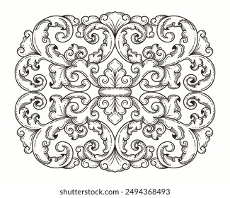 Isoliertes ornamentales Design. Ornamentale Elemente für Ihre Designs. Schwarz und Weiß. Blumenschnitzdekoration für Postkarten, Einladungen, Social Media oder Hochzeit.