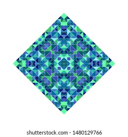 Isolated ornate mosaic diagonal square polygon - polygonal geometric abstract colorful vector element