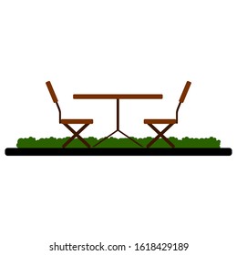 Isolated outdoor restaurant table over a white background - Vector