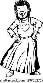 Isolated outline of African woman with smile dancing