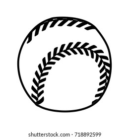 Isolated outline of a baseball ball on a white background, vector illustration