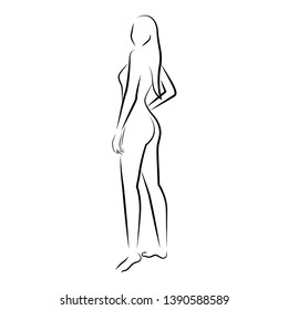 isolated outline of a beauty woman - Vector