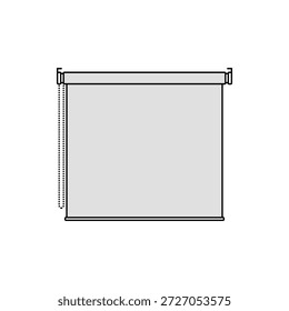 Isolated outline black icon for roller blinds. Indication of the roller blind control option with a chain on the left.