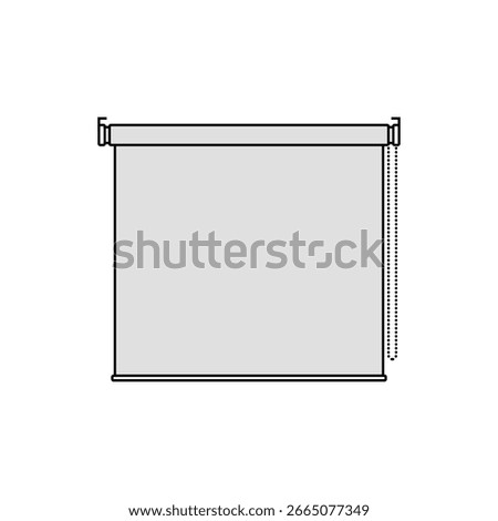Isolated outline black icon for roller blinds. Indication of the roller blind control option with a chain on the right.