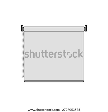 Isolated outline black icon for roller blinds. Indication of the roller blind control option with a chain on the left.