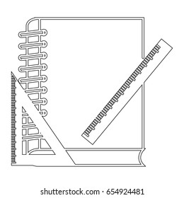 Isolated outline of a book with rulers, Vector illustration