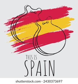 Isolated outline of a castanets on a flag os Spain Vector illustration