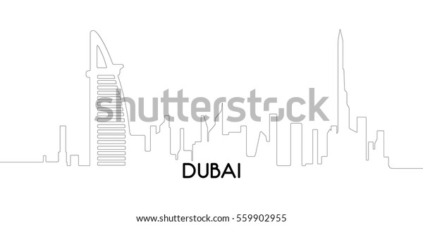 Isolated Outline Cityscape Dubai Vector Illustration Stock Vector ...