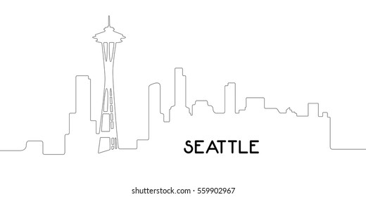 Isolated outline cityscape of Seattle, Vector illustration 