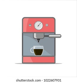 Isolated outline coffee machine vector illustration. Cooking equipment for hot drinking on white background 