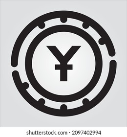 Isolated Outline Currency Yuan Scalable Vector Graphic