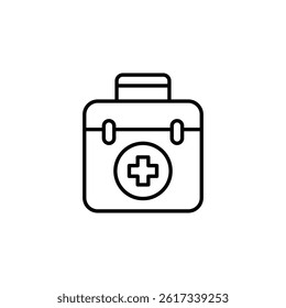 Isolated outline drawing of a first aid kit medical emergency container