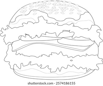 Isolated outline hamburger on white background vector design