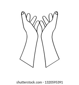 Isolated outline of a hand praying. Vector illustration design