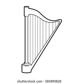 Isolated outline of a harp, Vector illustration