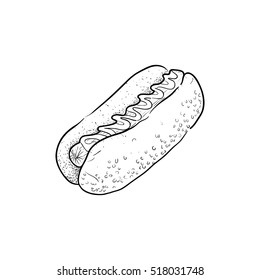 Isolated outline of a hot dog, Vector illustration