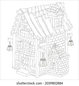 Isolated outline of a house on a white background coloring vector