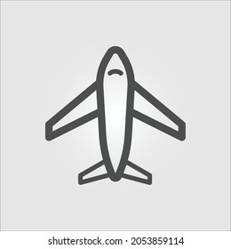 Isolated outline icon of an airplane topview
