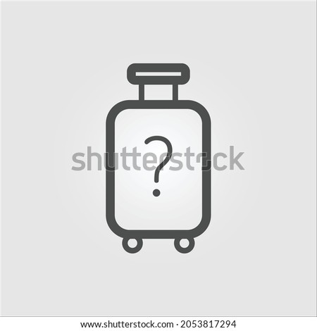 Isolated outline icon of a bag with a question mark representing lost luggage