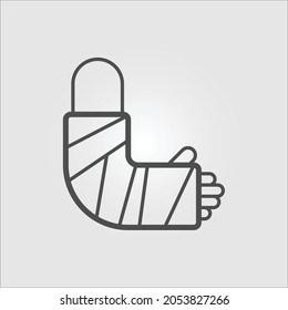 Isolated outline icon of a bandaged broken arm