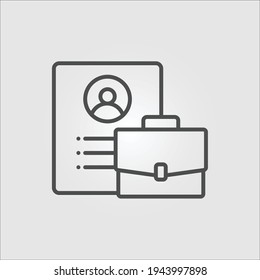 Isolated outline icon of a briefcase and a resume representing a job application or vacancy