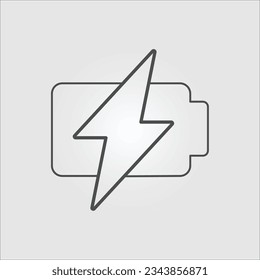 Isolated outline icon of a charging battery with editable stroke