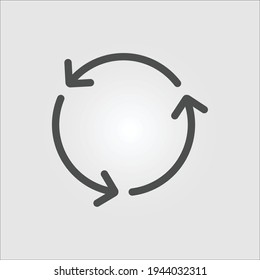 Isolated outline icon of a circle of arrows representing renovation or recycling