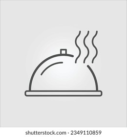 Isolated outline icon of a food plate, with editable stroke