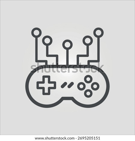 Isolated outline icon of a gaming console controller with editable stroke representing gamification