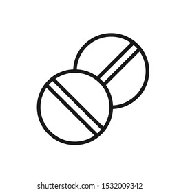 Isolated outline icon of tablet pills