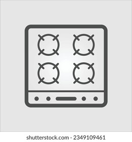 Isolated outline icon of the top view of a cook top stove, with editable stroke